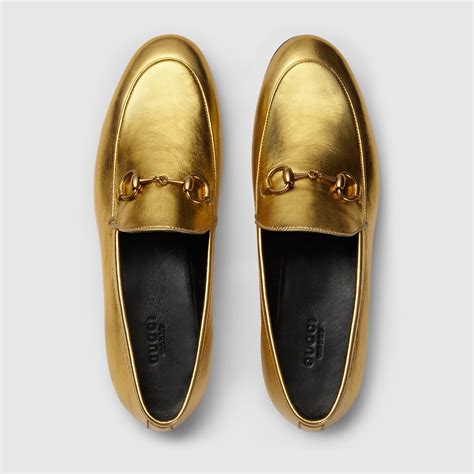 gucci gold leaf loafers